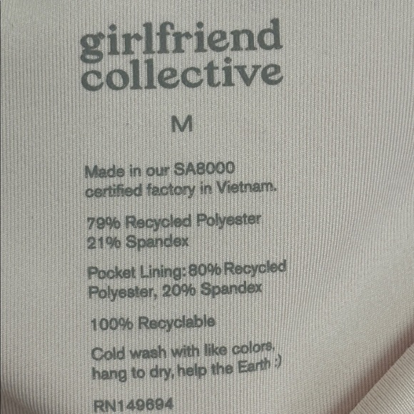 Girlfriend Collective High Rise Pocket Crop Leggings Blush Size M - Picture 7 of 9